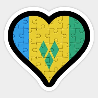 Saint Vincentian Jigsaw Puzzle Heart Design - Gift for Saint Vincentian With St Vincent And The Grenadines Roots Sticker